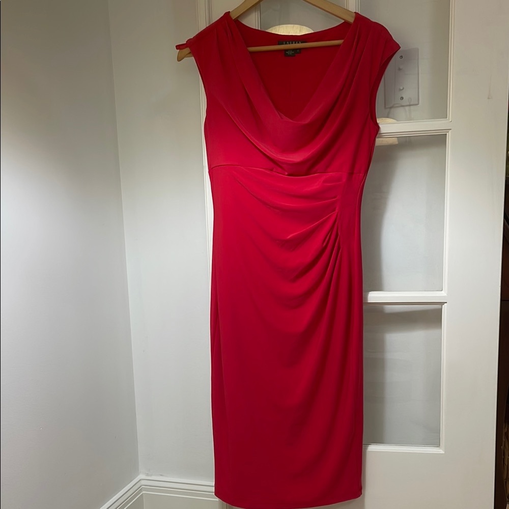 Ralph Lauren -Elegant Red Draped Dress